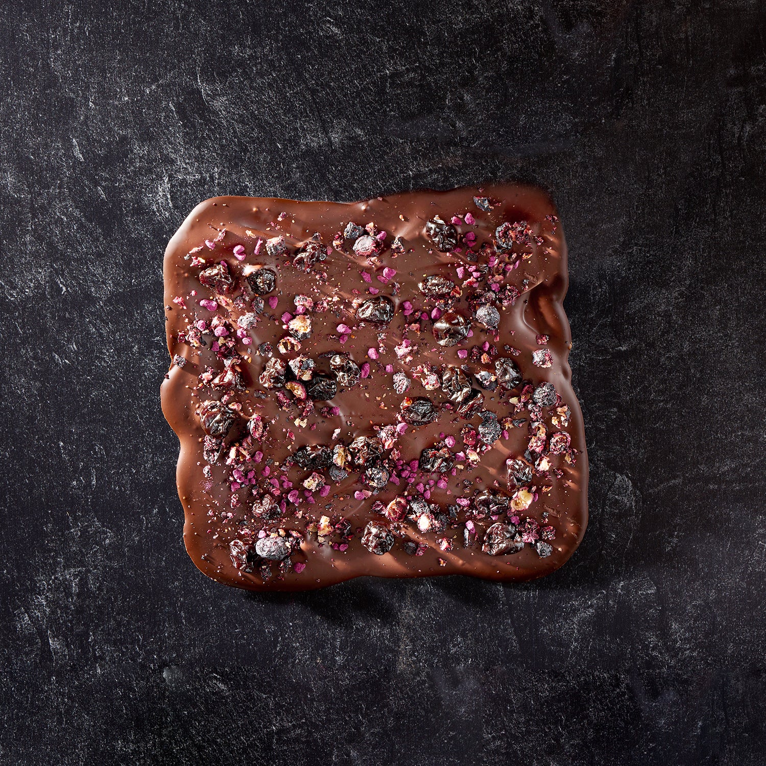 Dark Chocolate board with Montmorency Cherries, d’Agen Plums, Wild Blueberries & Maldon Sea Salt